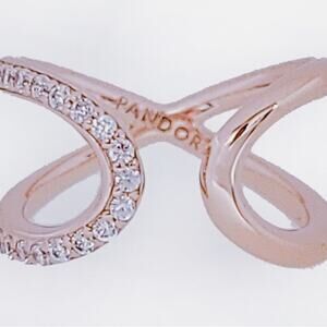 💖 Pandora Rose Gold Infinity Ring with Pavé Stones – Elegant & Timeless 💖